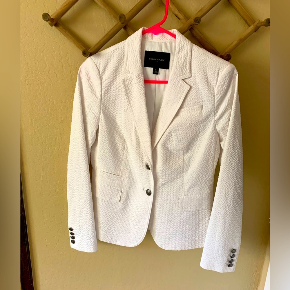 Banana Republic White Blazer Classic Tailored Suit Jacket